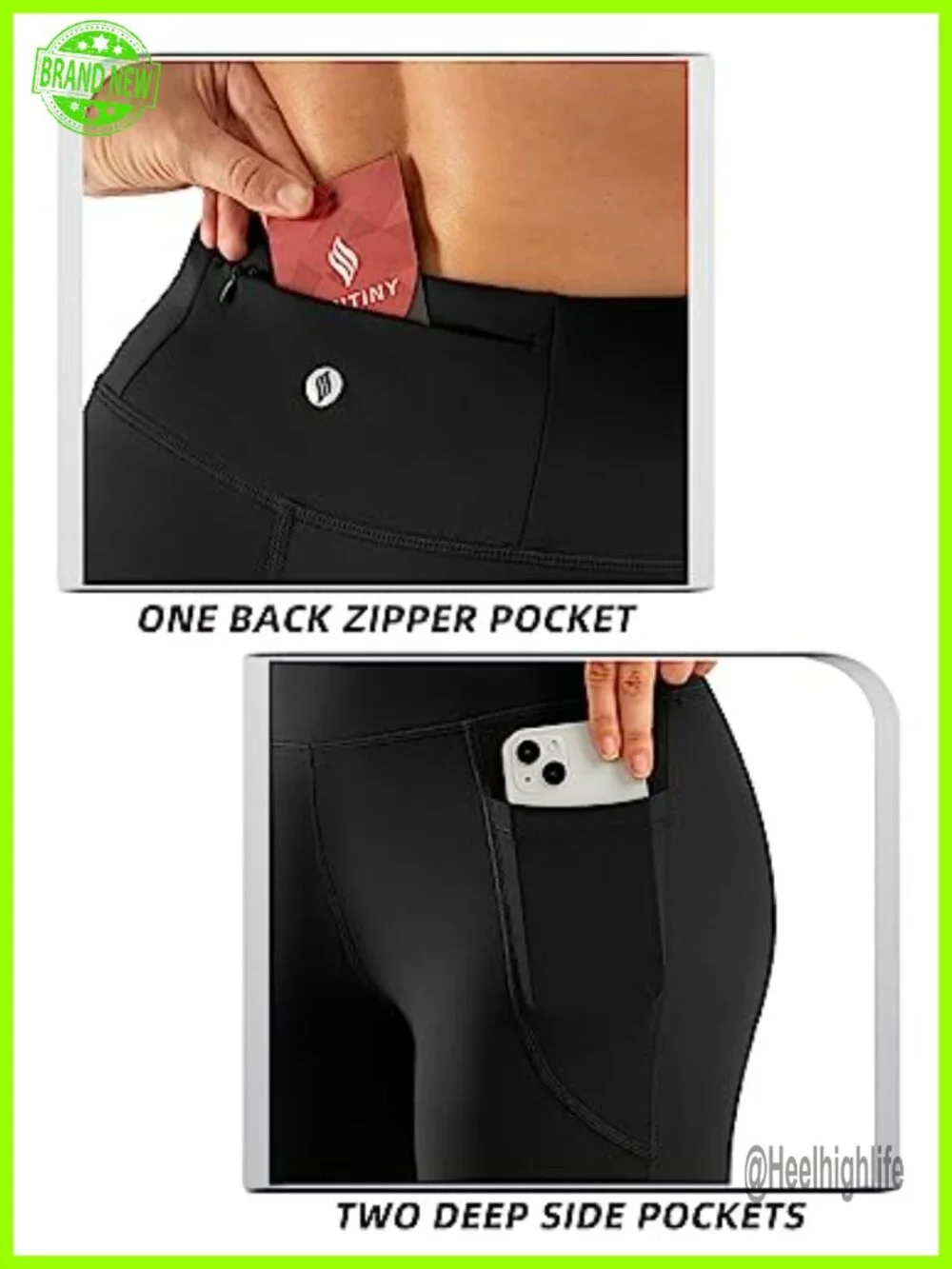 High Waisted Capri Leggings with Pockets 4-Way Stretch Yoga Pants